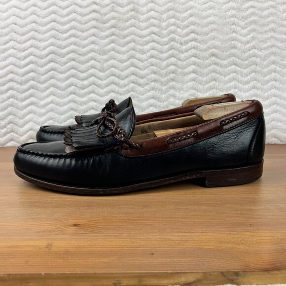 Allen Edmonds Woodstock Loafers Kiltie Braided Tassel Mens 11 B USA Slip On Blk - Picture 7 of 16